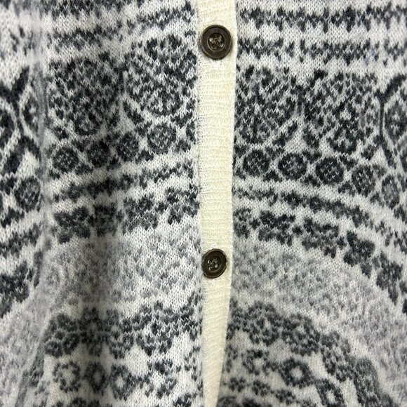 Free People Cardigan Womens M Babydoll Boho Angora Blend Grey Cream Fair Isle - Picture 5 of 11